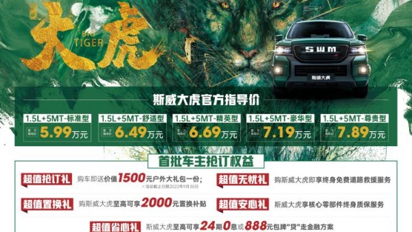 售5.99万元起 SWM斯威大虎正式上市