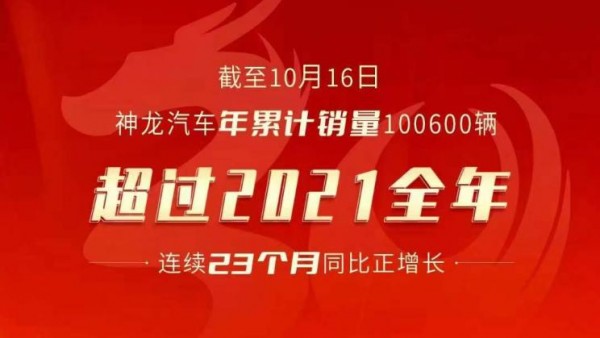 超越去年 神龙汽车年累计销量100600辆
