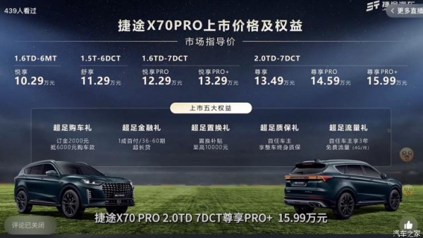 售价10.29万元起 捷途X70 PRO正式上市