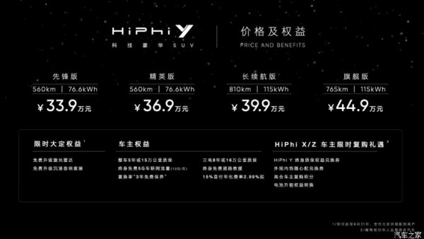 售33.90万元起 高合HiPhi Y正式上市