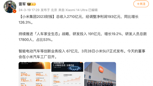 小米汽车超级工厂揭幕！2023财报公布！