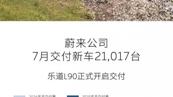 乐道L90开启全国交付 蔚来公司7月交付新车21,017台