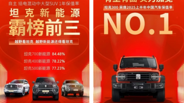 《2025上半年中国汽车保值率报告》发布 坦克品牌高保值率夺得多项第一