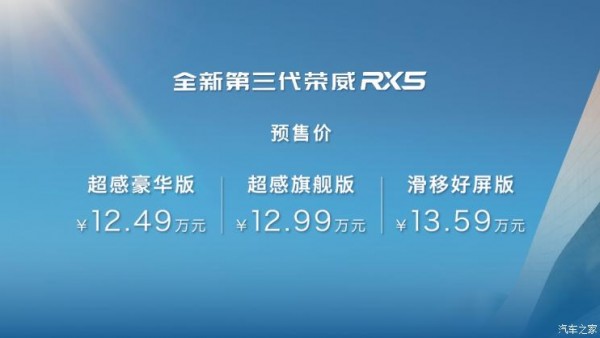 12.49万起 全新荣威RX5/eRX5开启预售