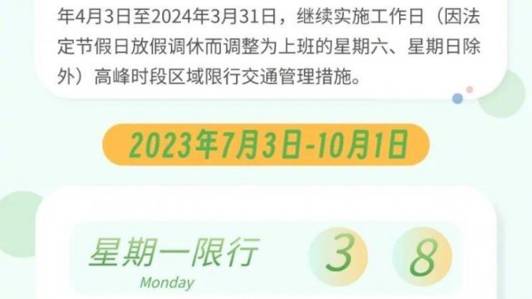 7月3日起北京将实施新一轮尾号限行